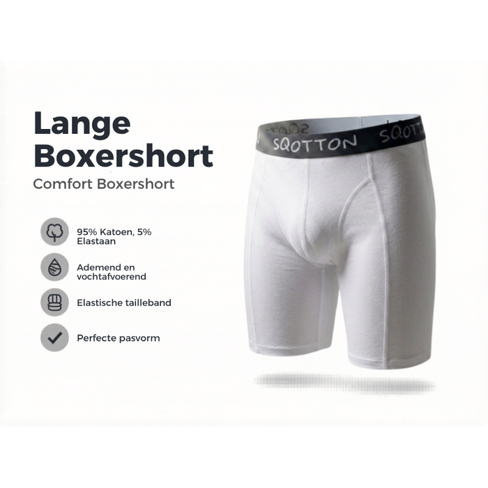 3-Pack SQOTTON® boxershort lange pijp Wit