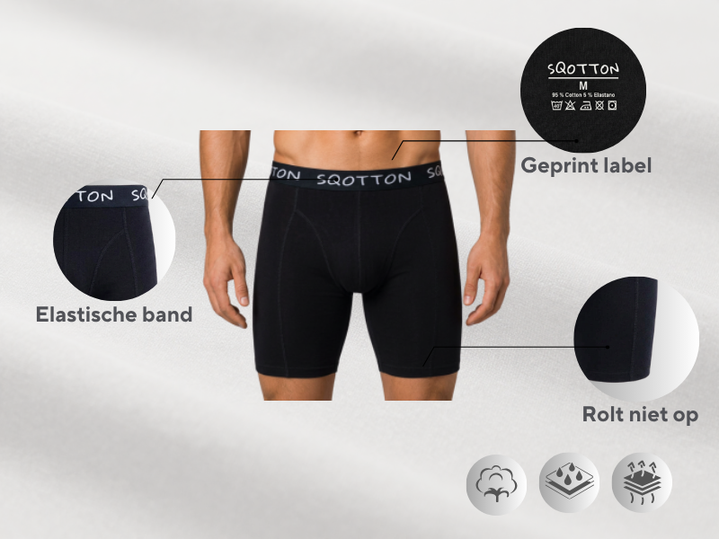 3-Pack SQOTTON® boxershort lange pijp Zwart