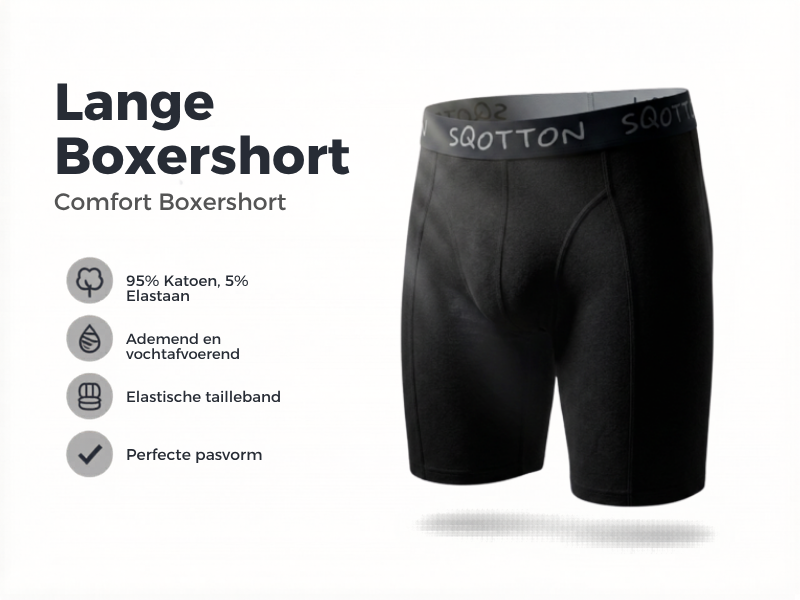 3-Pack SQOTTON® boxershort lange pijp Zwart