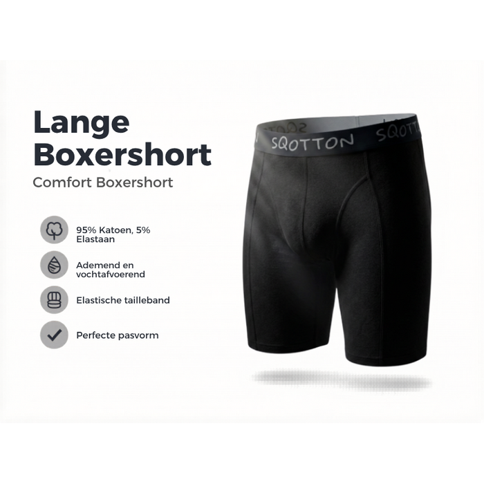 3-Pack SQOTTON® boxershort lange pijp Zwart