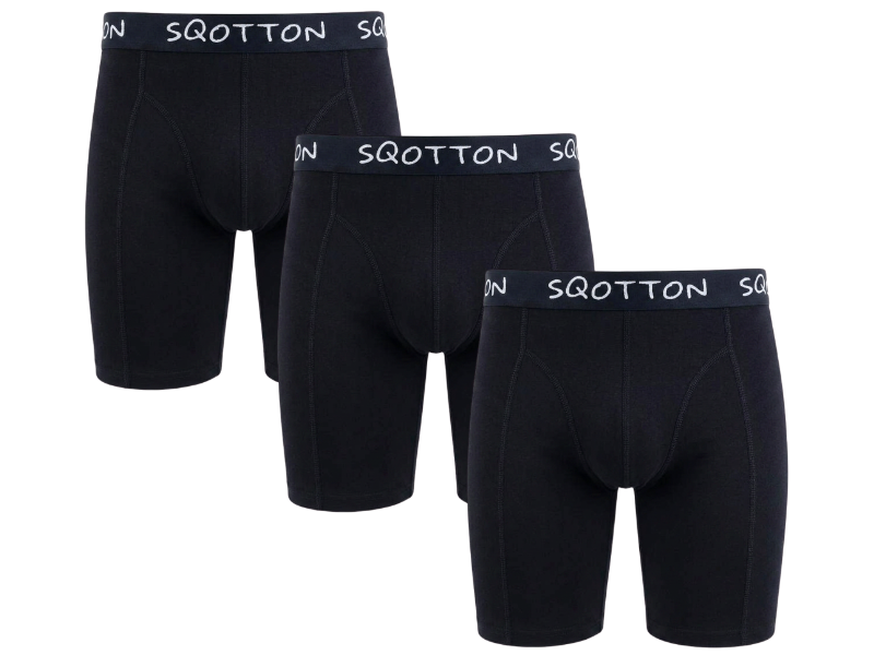 3-Pack SQOTTON® boxershort lange pijp Zwart
