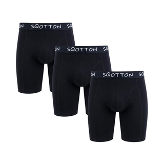 3-Pack SQOTTON® boxershort lange pijp Zwart