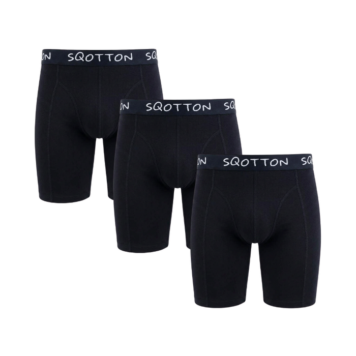 3-Pack SQOTTON® boxershort lange pijp Zwart