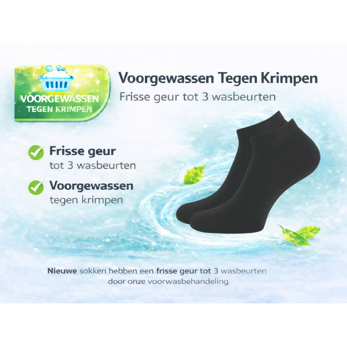 6 paar Badstof sneakersokken Zwart