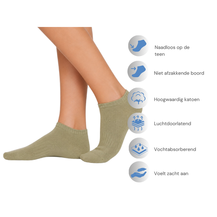 6 paar Katoenen dames sneakersokken Naadloze sokken Botanic mix