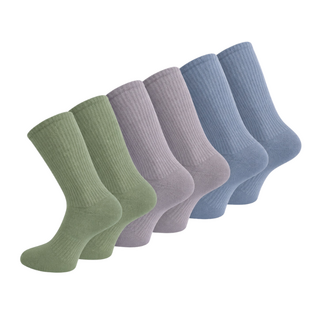6 paar Katoenen damessokken Naadloze sokken  Groen/Oud Lila/Blauw