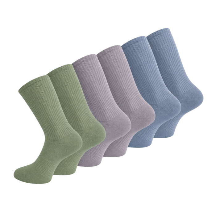 6 paar Katoenen damessokken Naadloze sokken Groen/Zacht Grijs/Blauw