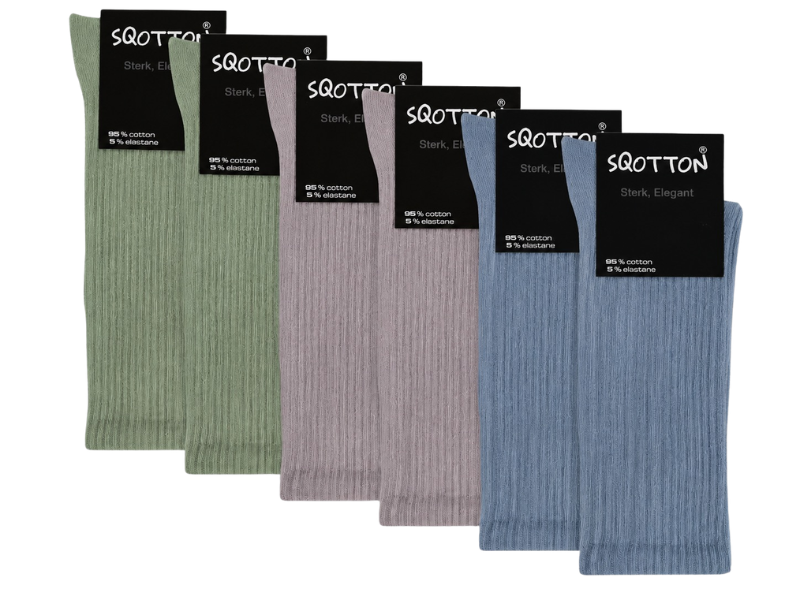 6 paar Katoenen damessokken Naadloze sokken Groen/Zacht Grijs/Blauw
