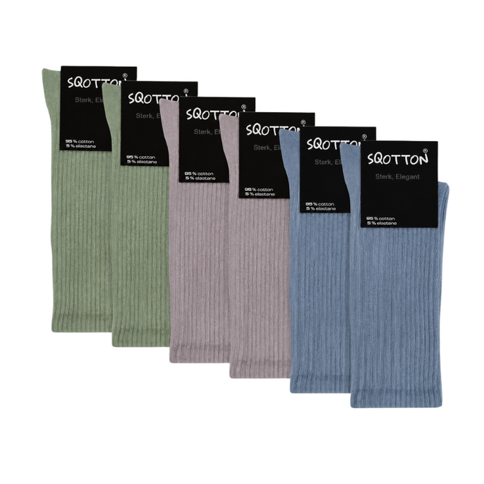 6 paar Katoenen damessokken Naadloze sokken Groen/Zacht Grijs/Blauw