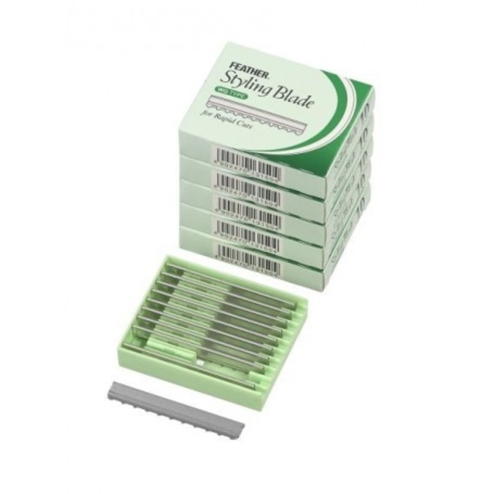 Feather Feather vervangmesjes WG 5 X 10 stk groen Feather Feather vervangmesjes WG 5 X 10 stk groen