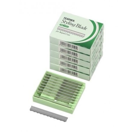 Feather Feather vervangmesjes WG 5 X 10 stk groen Feather Feather vervangmesjes WG 5 X 10 stk groen