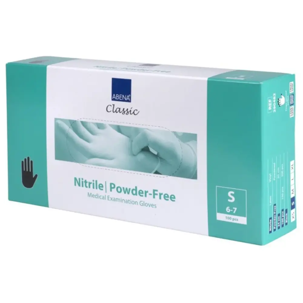 Abena Abena nitrile handschoenen poedervrij 100 stk zwart S Abena Abena nitrile handschoenen poedervrij 100 stk zwart S