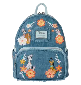 Loungefly Disney Dogs And Cats Floral Denim Backpack