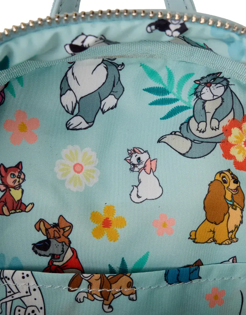 Loungefly Disney Dogs And Cats Floral Denim Backpack