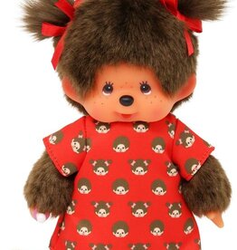 Monchhichi Girl with Monchhichi Red Dress