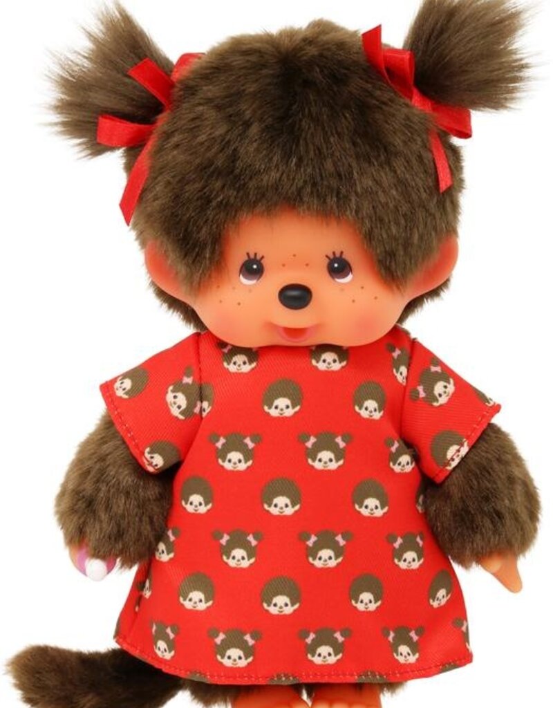 Monchhichi Girl with Monchhichi Red Dress