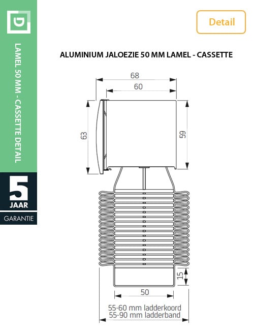 Aluminium Jaloezie Metallic - 50 mm