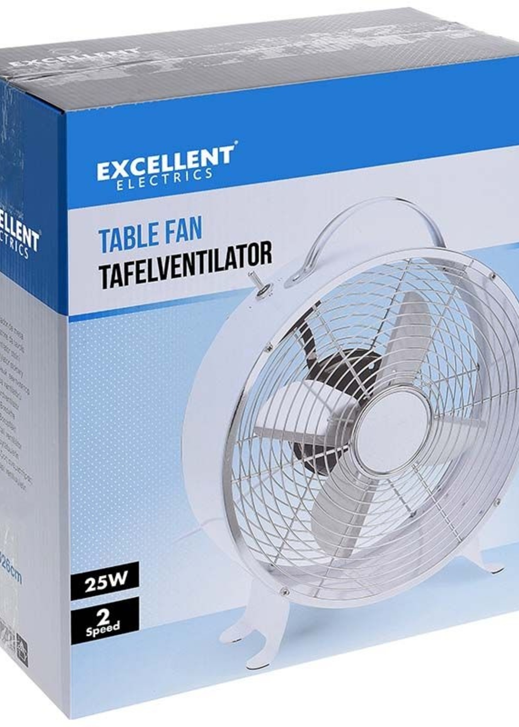 Excellent Electrics Tafelventilator metaal 26cm wit