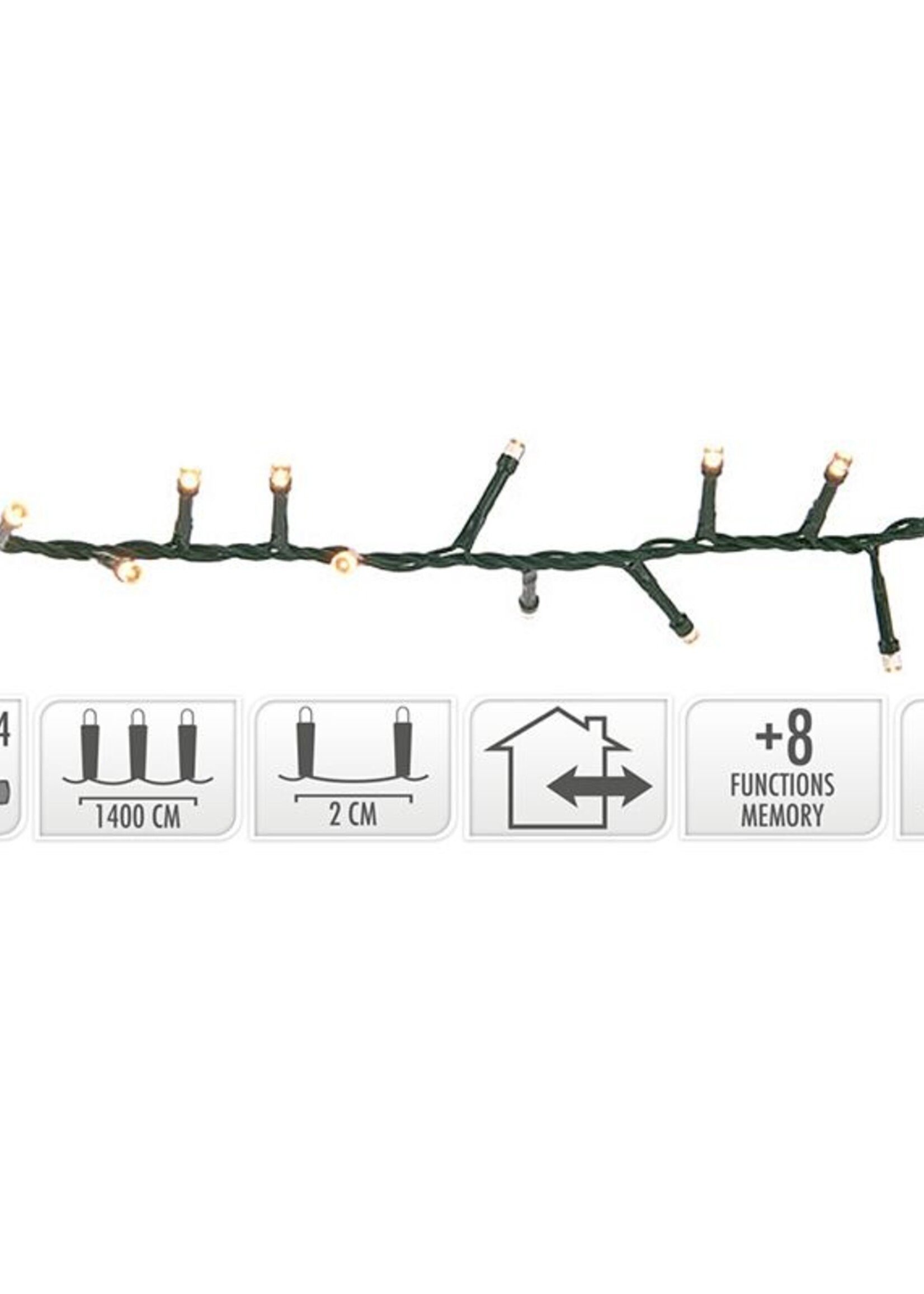 Micro Cluster 700 LED's -14 meter - warm wit - 8 functies + geheugen