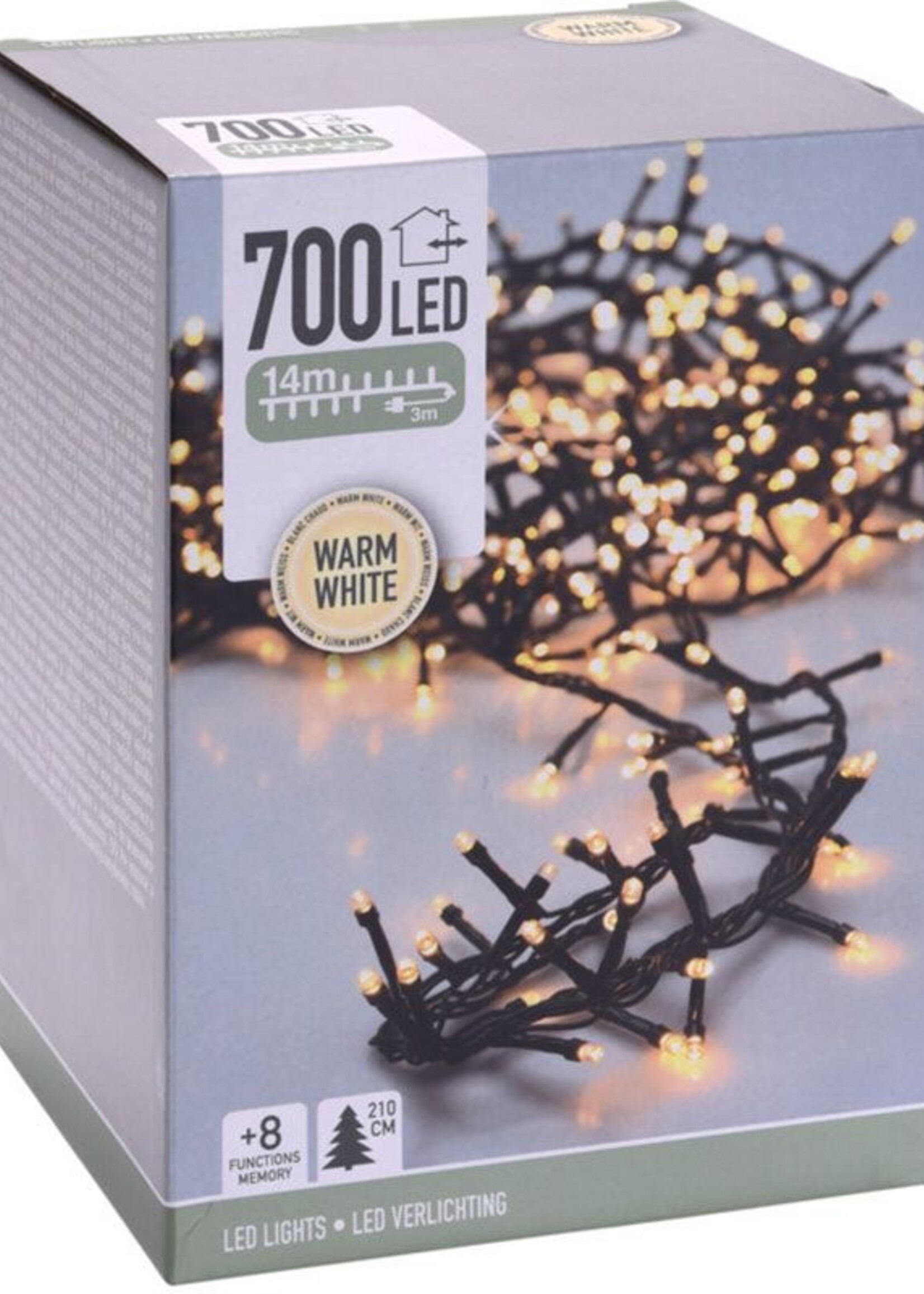 Micro Cluster 700 LED's -14 meter - warm wit - 8 functies + geheugen