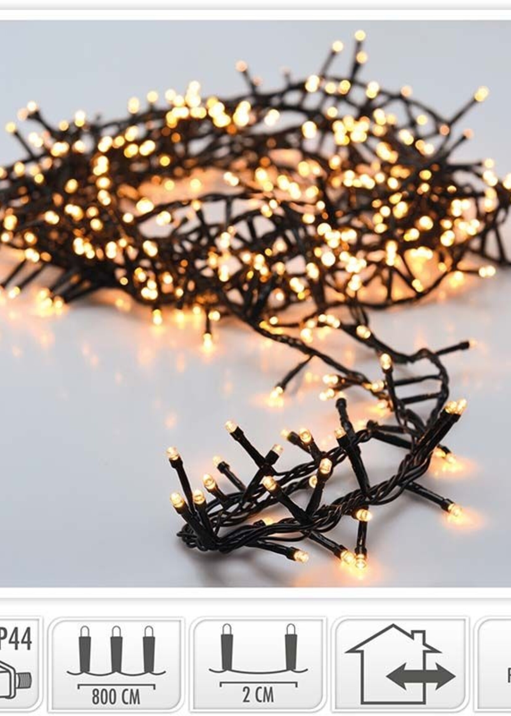 Micro Cluster - 400 LED- 8 meter - warm wit - 8 functies + geheugen