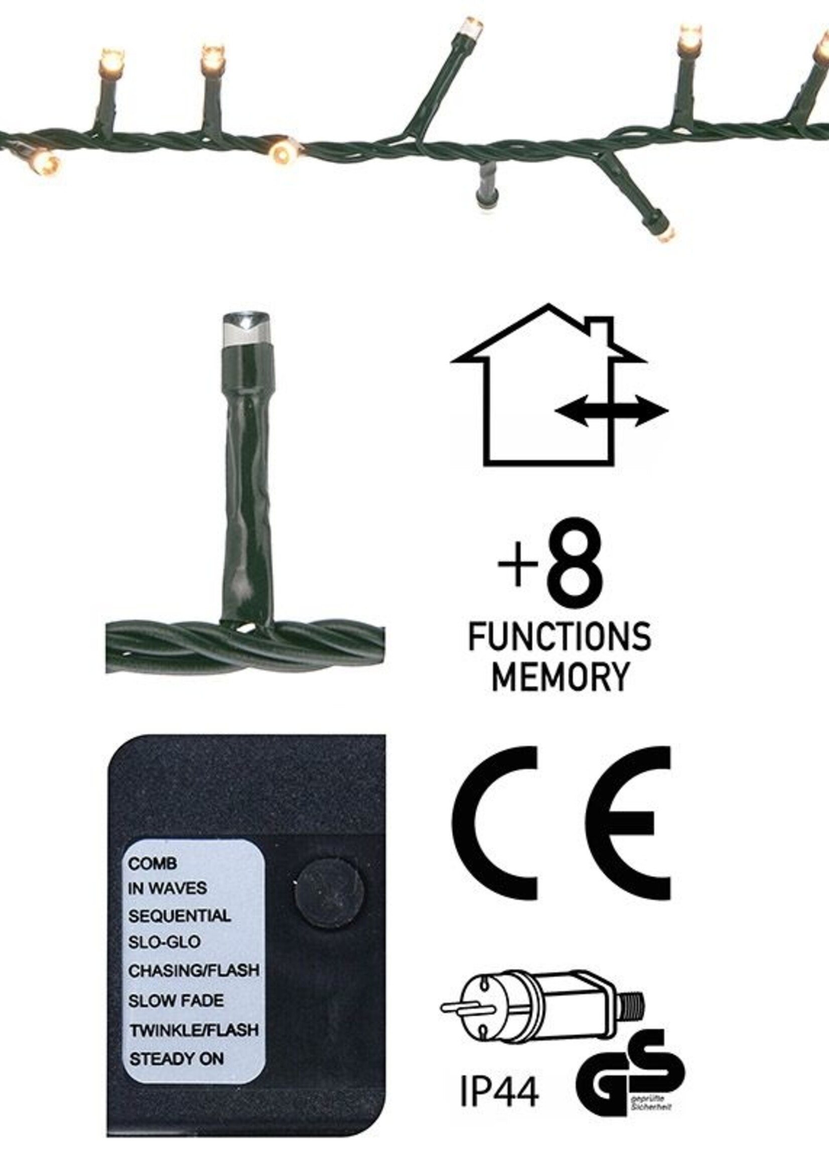 Micro Cluster 560 LED's - 11 meter - extra warm wit - 8 functies + geheugen