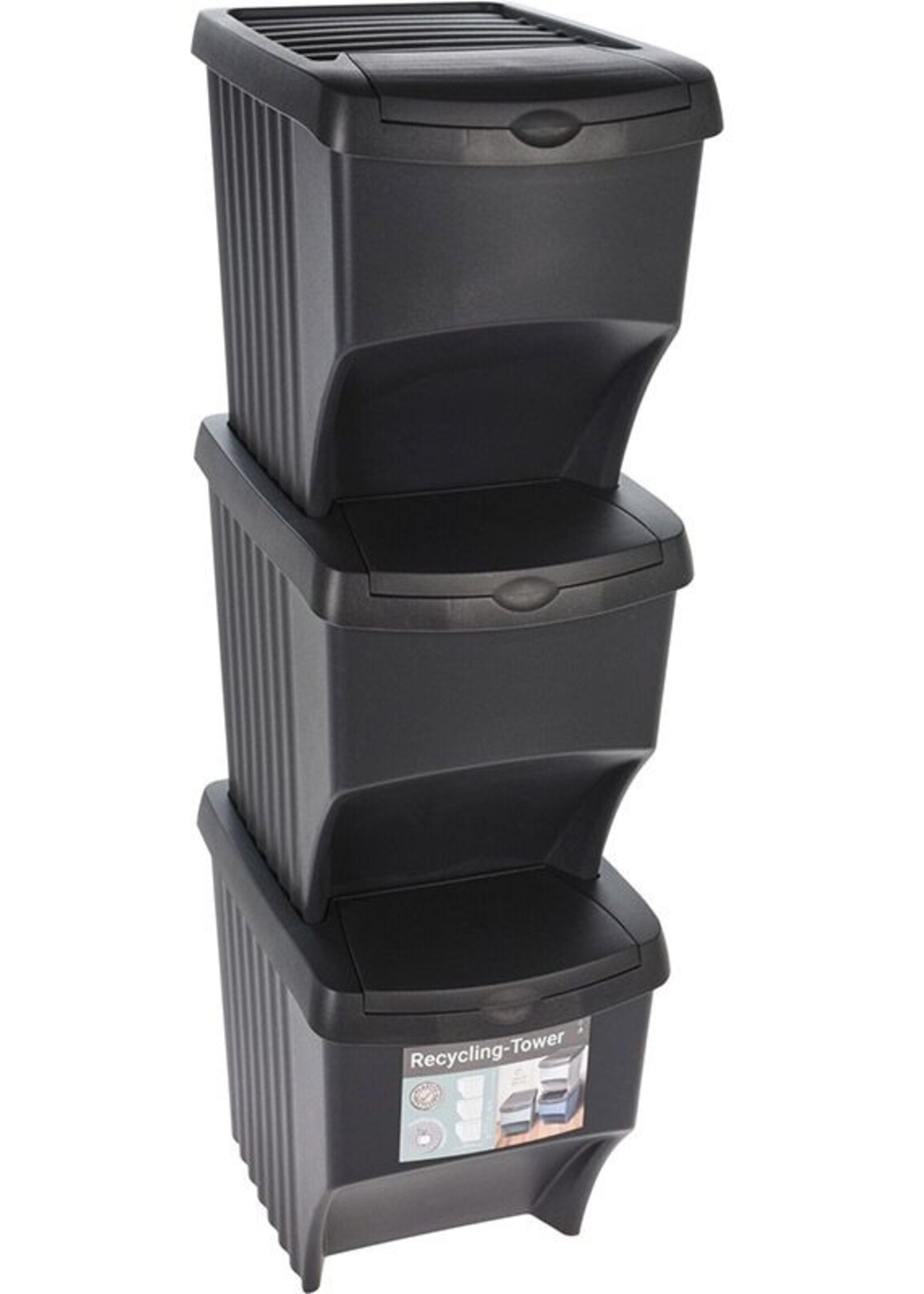 Afvalscheidingsbakken  - Stapelbaar - Kunststof - 3 x 22 liter