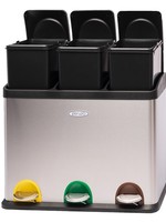 Ceruzo Prullenbak afvalscheiding met 3 vakken - 3x15L - RVS