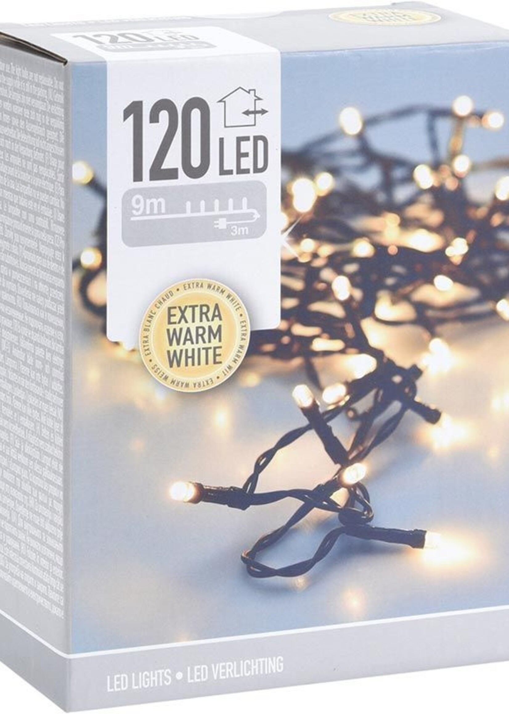 Kerstverlichting 120 led- 9m - extra warm wit - Timer - Lichtfuncties - Geheugen - Buiten