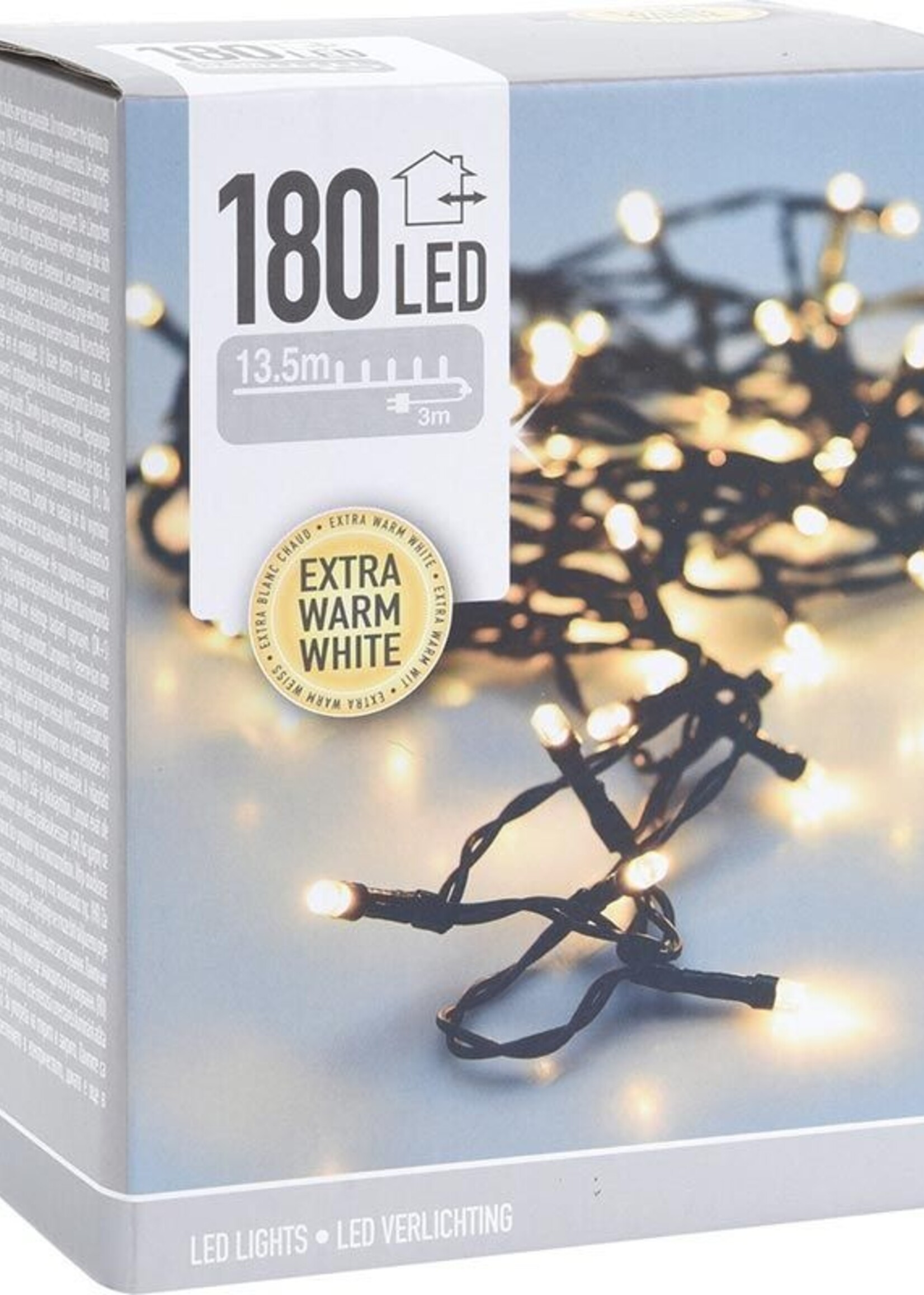Kerstverlichting 180 led- 13.5m - extra warm wit - Timer - Lichtfuncties - Geheugen - Buiten
