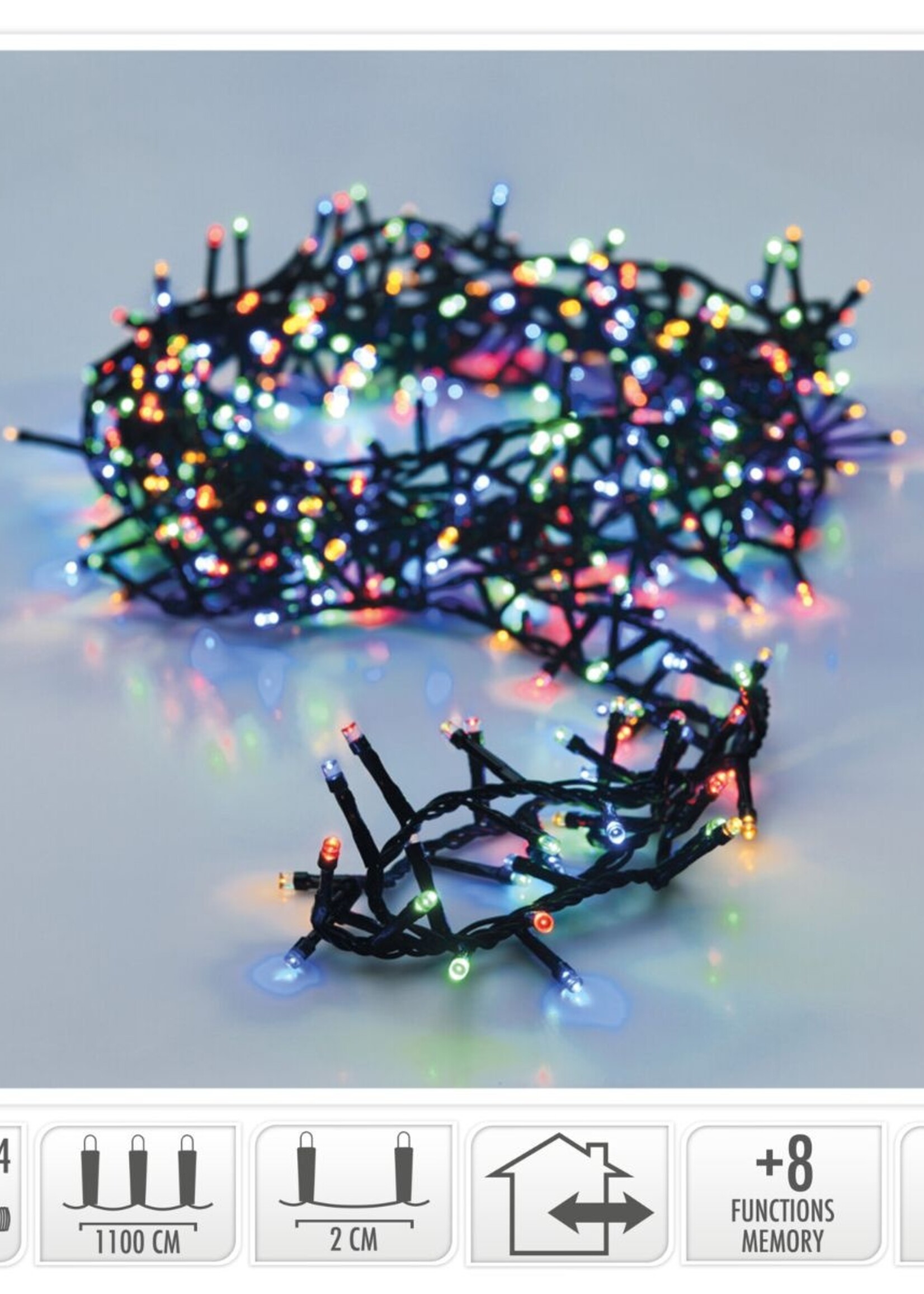 Microcluster - 560 led - 11m - multicolor - Timer - Lichtfuncties - Geheugen - Buiten