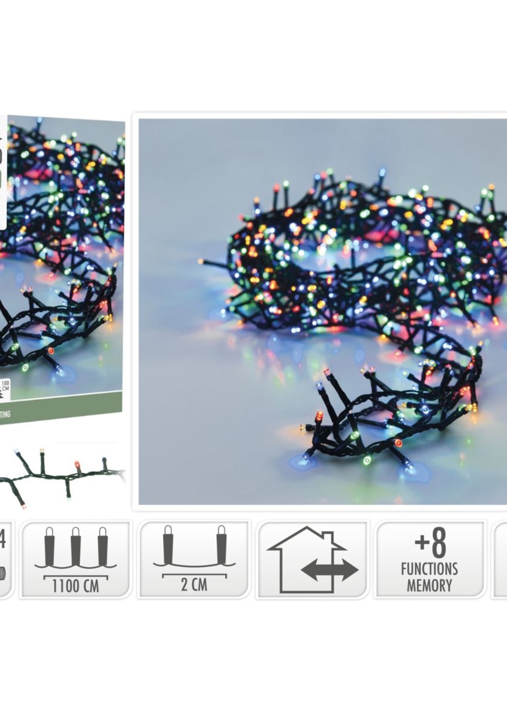 Microcluster - 560 led - 11m - multicolor - Timer - Lichtfuncties - Geheugen - Buiten