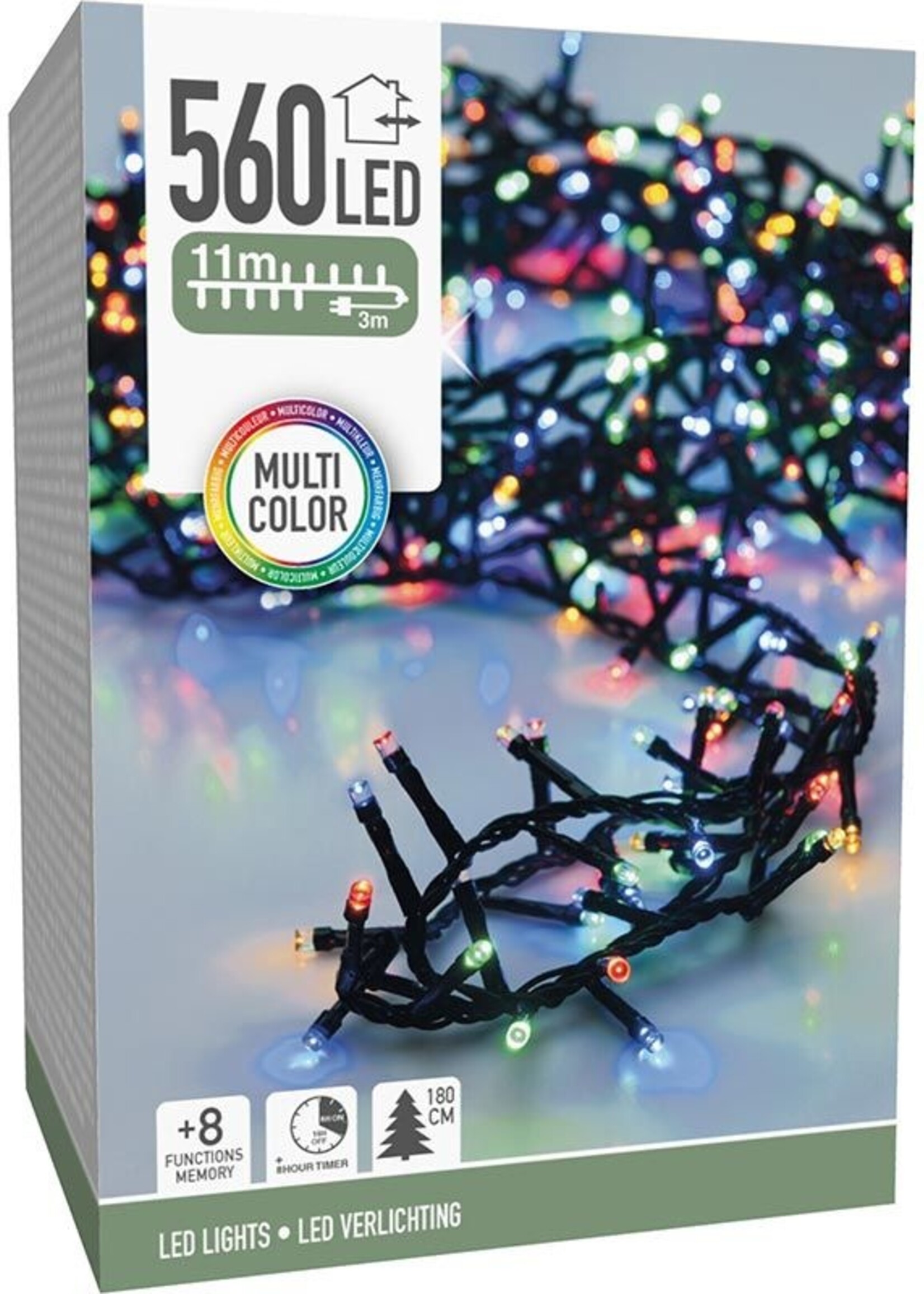 Microcluster - 560 led - 11m - multicolor - Timer - Lichtfuncties - Geheugen - Buiten
