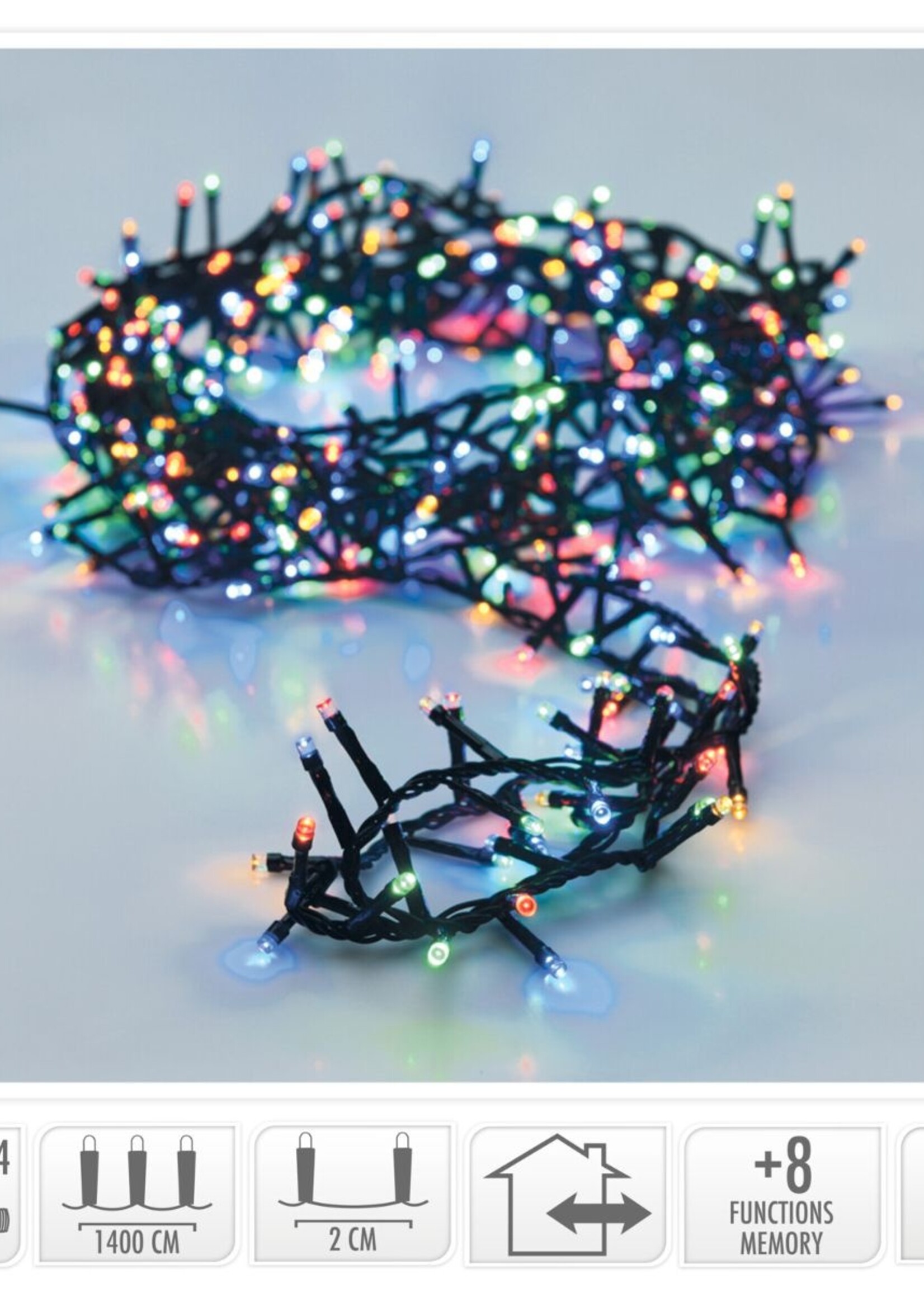 Microcluster - 700 led - 14m - multicolor - Timer - Lichtfuncties - Geheugen - Buiten