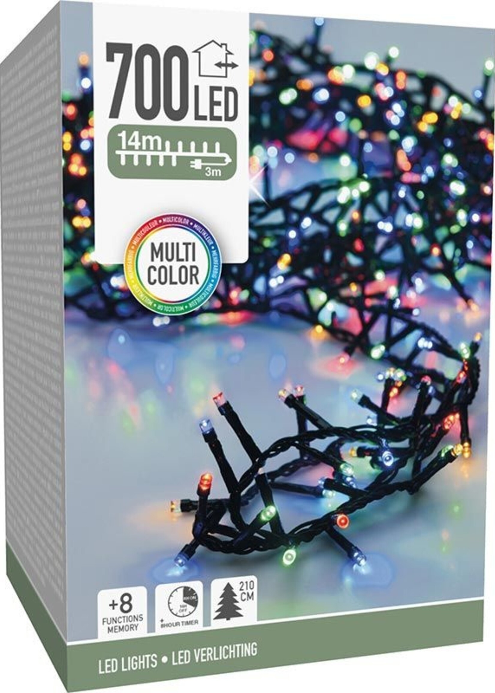 Microcluster - 700 led - 14m - multicolor - Timer - Lichtfuncties - Geheugen - Buiten