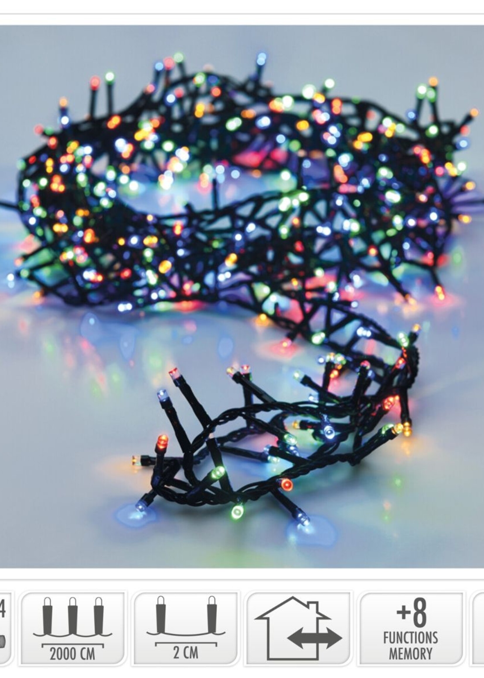 Microcluster - 1000 led - 20m - multicolor - Timer - Lichtfuncties - Geheugen - Buiten