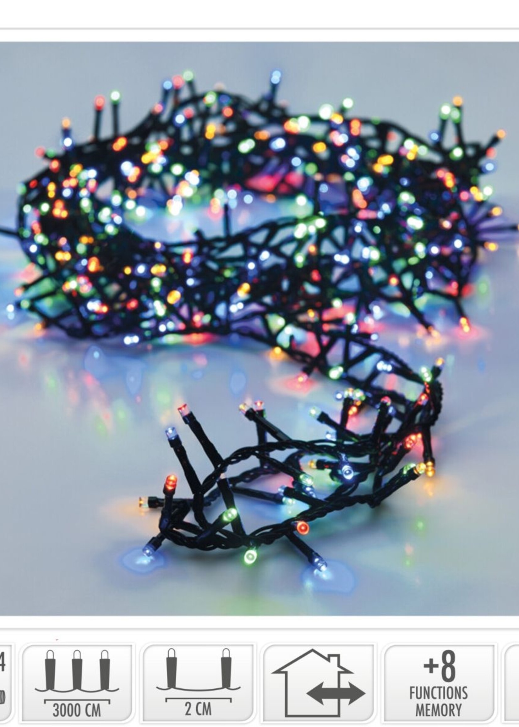 Microcluster - 1800 led - 36m - multicolor - Timer - Lichtfuncties - Geheugen - Buiten