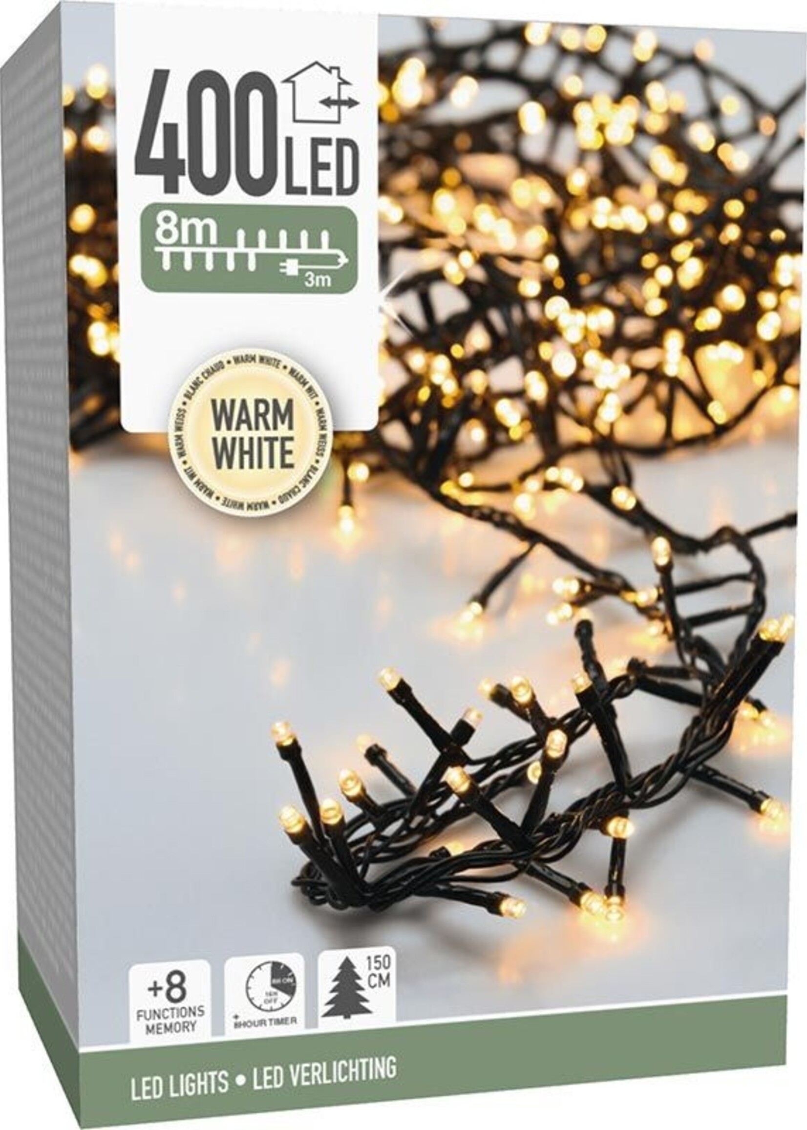 Microcluster - 400 led - 8m - warm wit - Timer - Lichtfuncties - Geheugen - Buiten