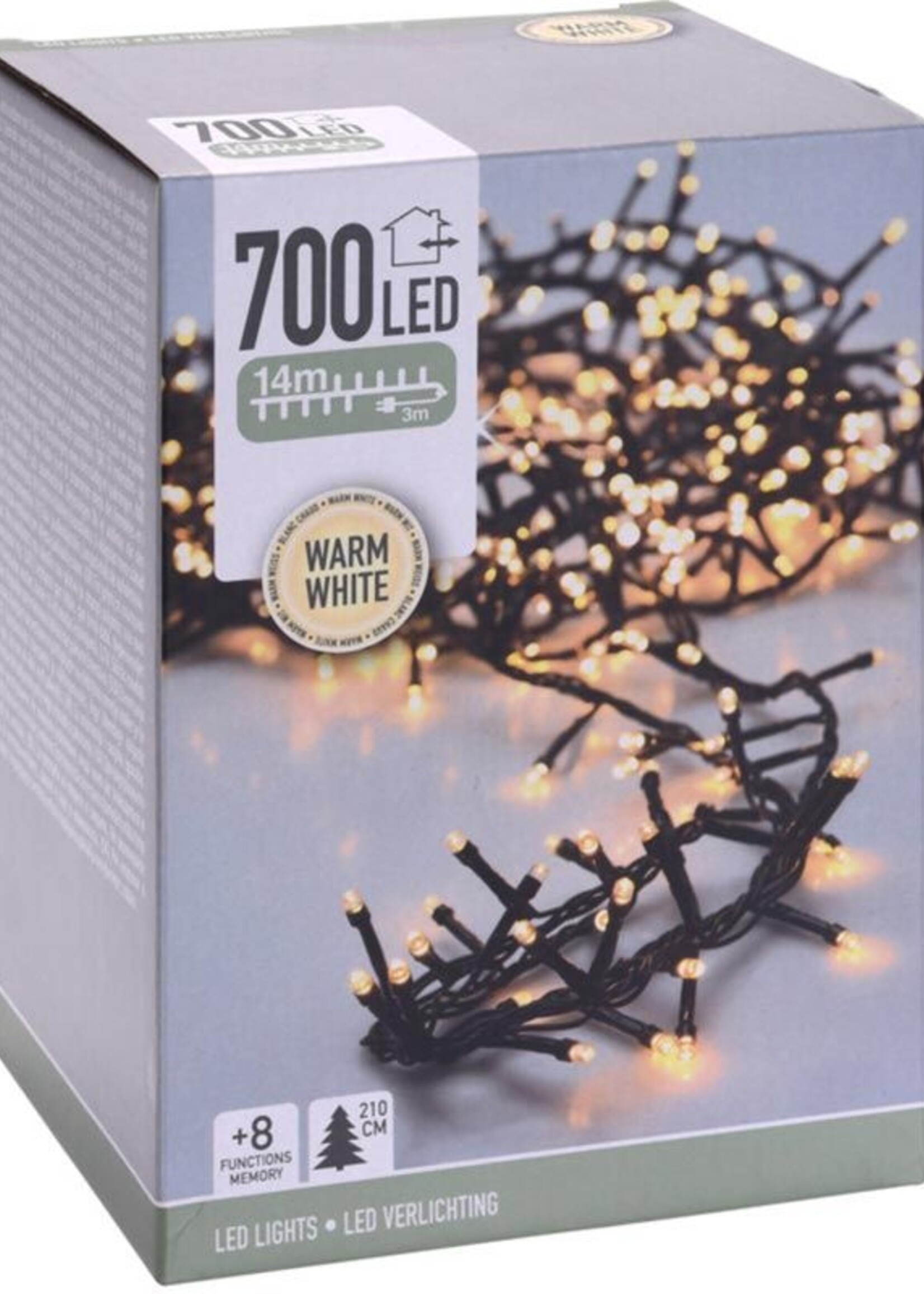 Microcluster - 700 led - 14m - warm wit - Timer - Lichtfuncties - Geheugen - Buiten