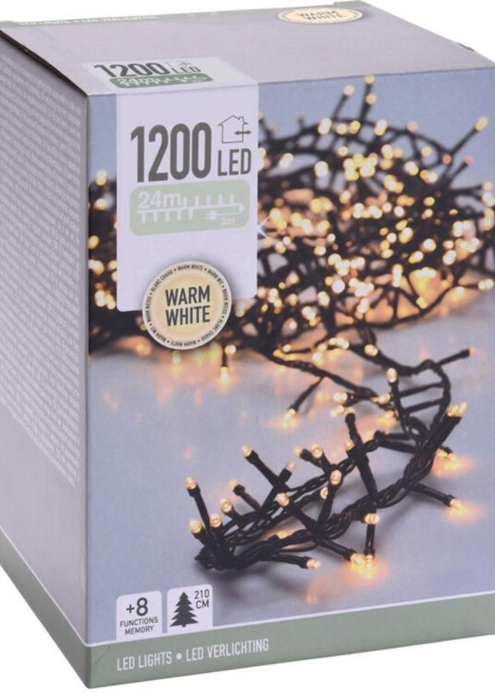 Microcluster - 1200 led - 24m - warm wit - Timer - Lichtfuncties - Geheugen - Buiten