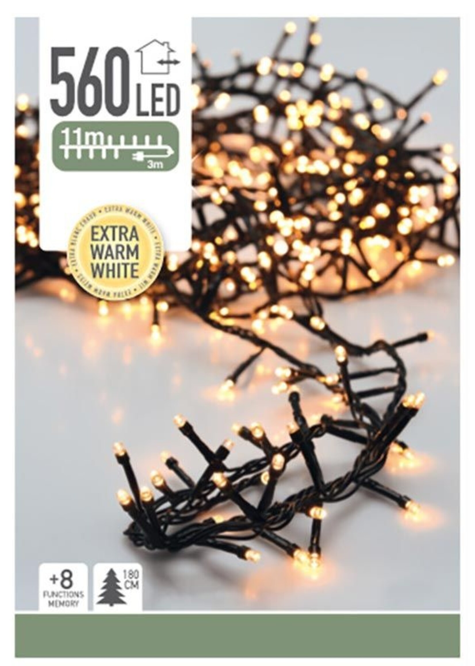 Microcluster - 560 led - 11m - extra warm wit - Timer - Lichtfuncties - Geheugen - Buiten