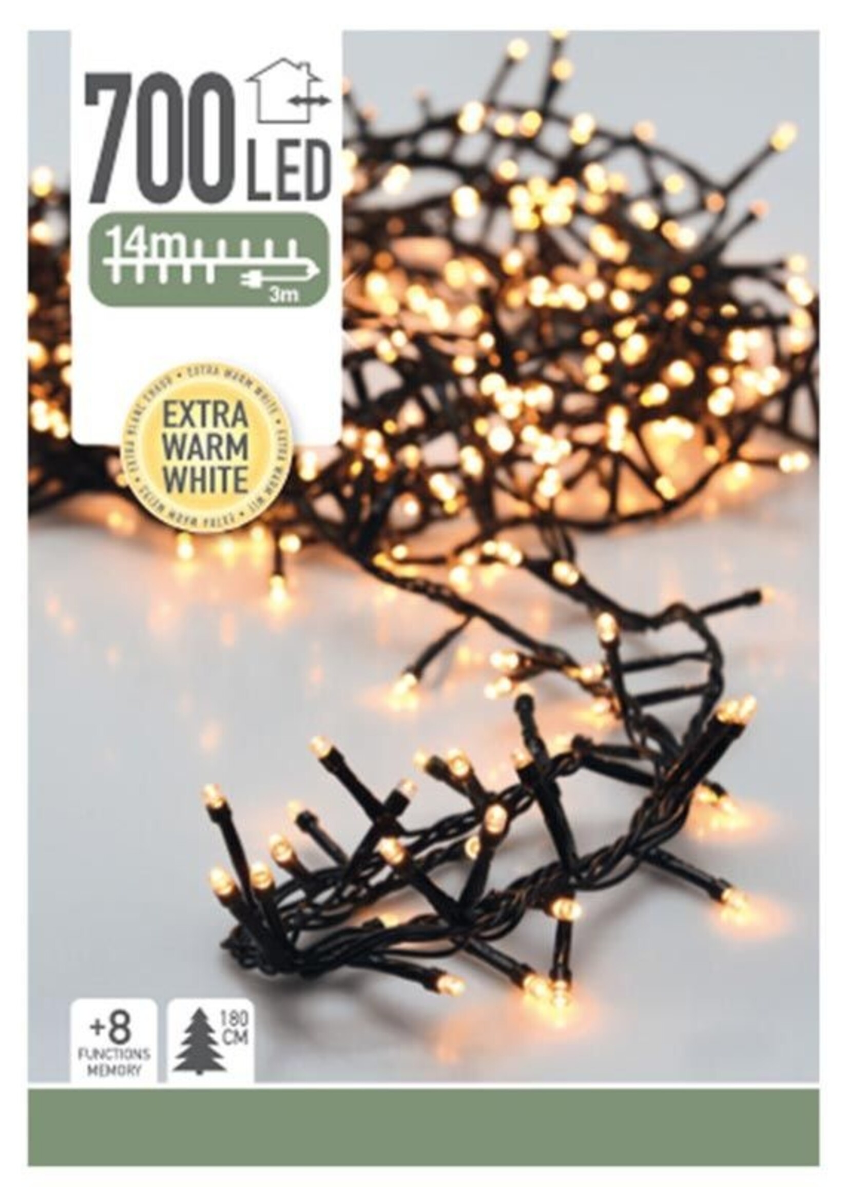 Microcluster - 700 led - 14m - extra warm wit - Timer - Lichtfuncties - Geheugen - Buiten