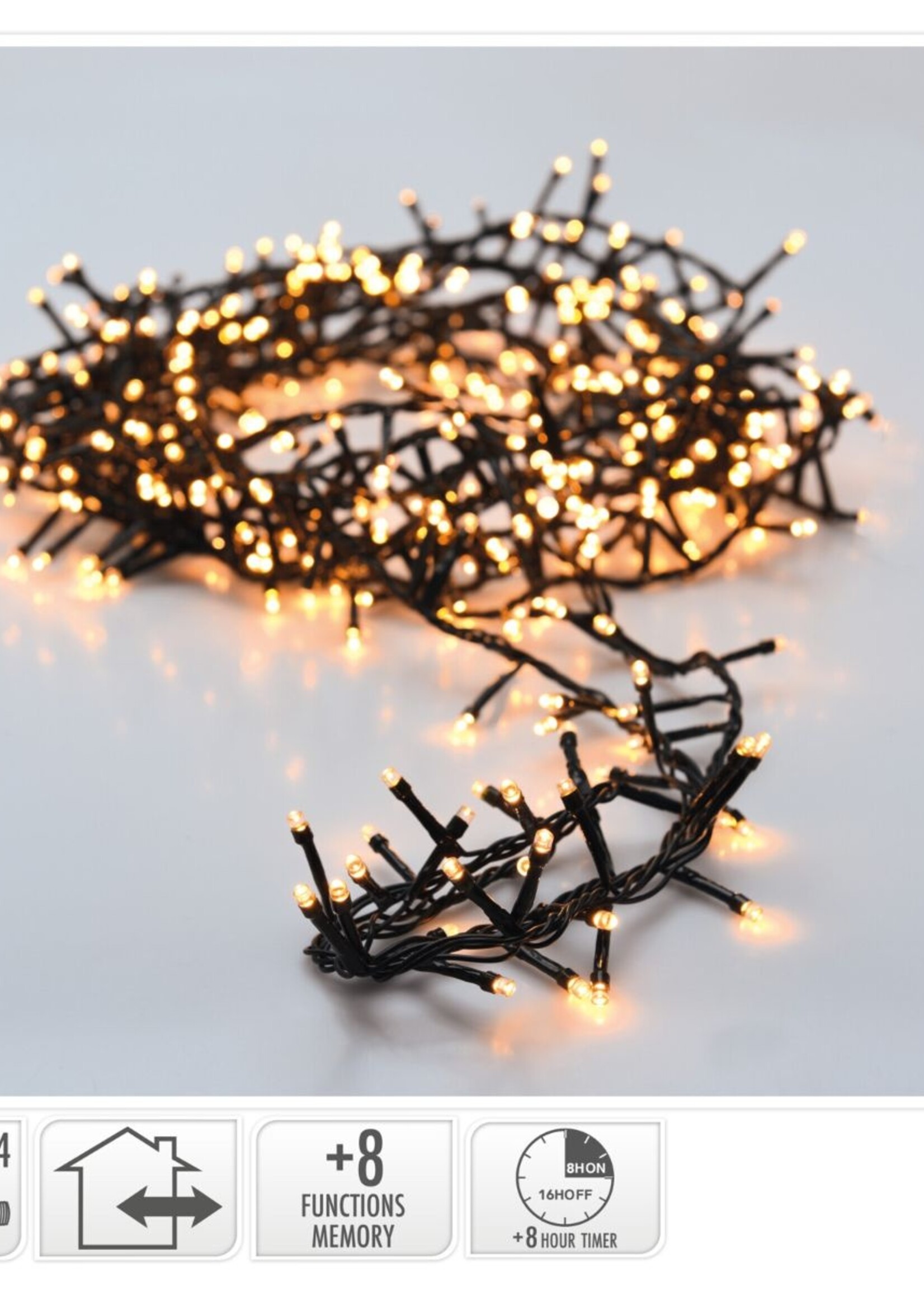 Microcluster - 400 led - 8m - extra warm wit - Timer - Lichtfuncties - Geheugen - Buiten