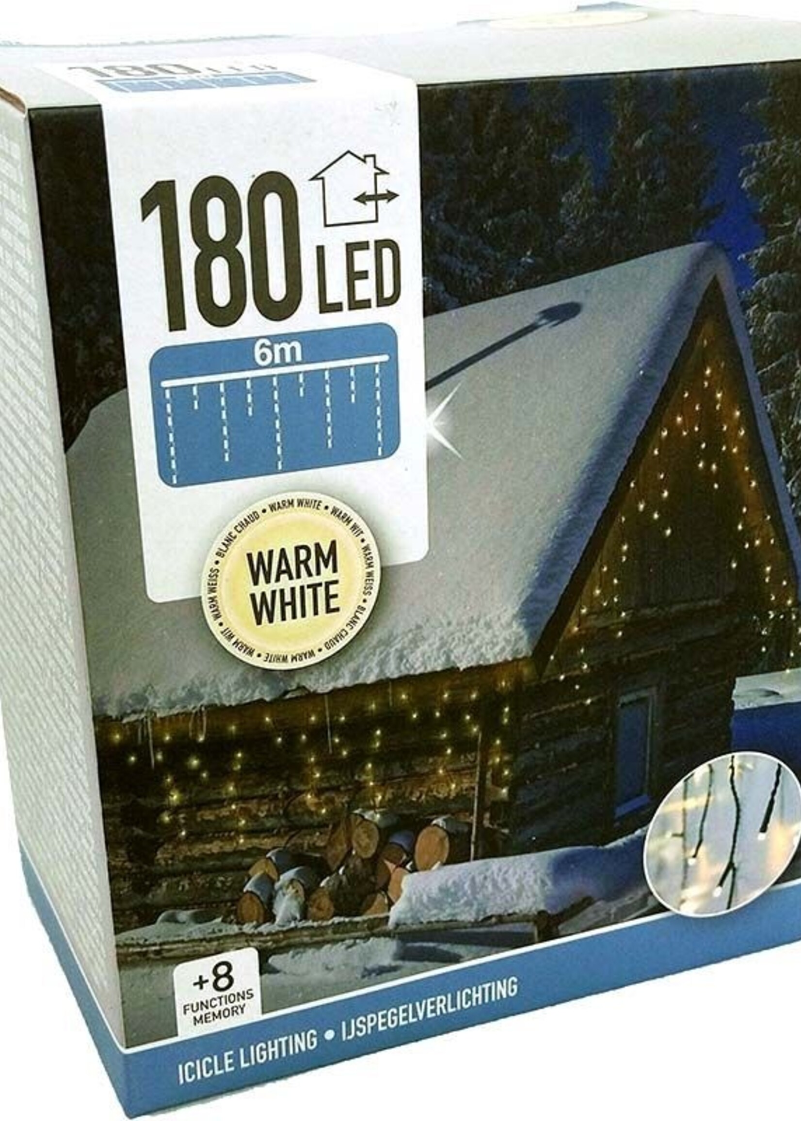 IJspegel verlichting - 180 LED - 6 meter - warm wit - 8 lichtfuncties