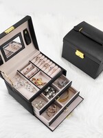 Ceruzo Sieradendoos met Spiegel - Juwelenkistje - zwart