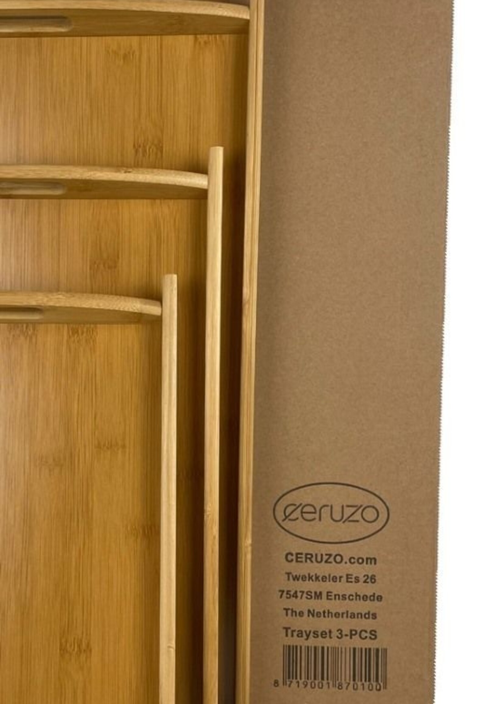 Ceruzo Dienbladen - set van 3 Serveerbladen - Bamboe