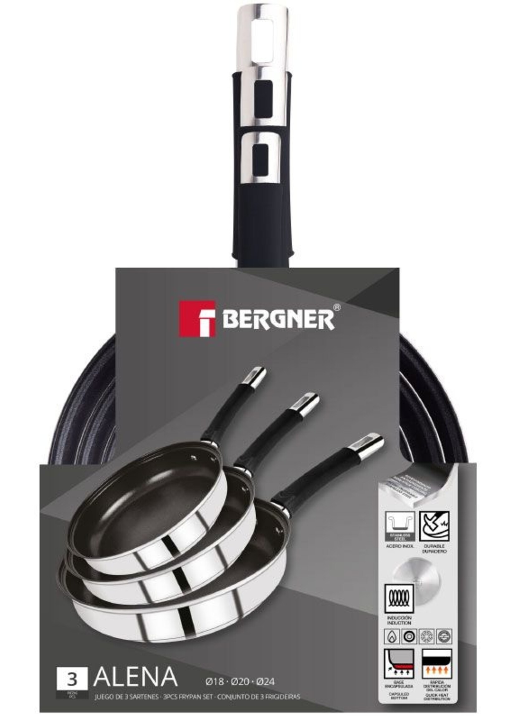 Bergner Koekenpannenset Alena - 3-delig - RVS - inductie