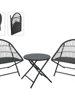 Ambiance Bistroset - 3-Delig - Tuinset met Bijzettafel - Metaal - Vouwbaar