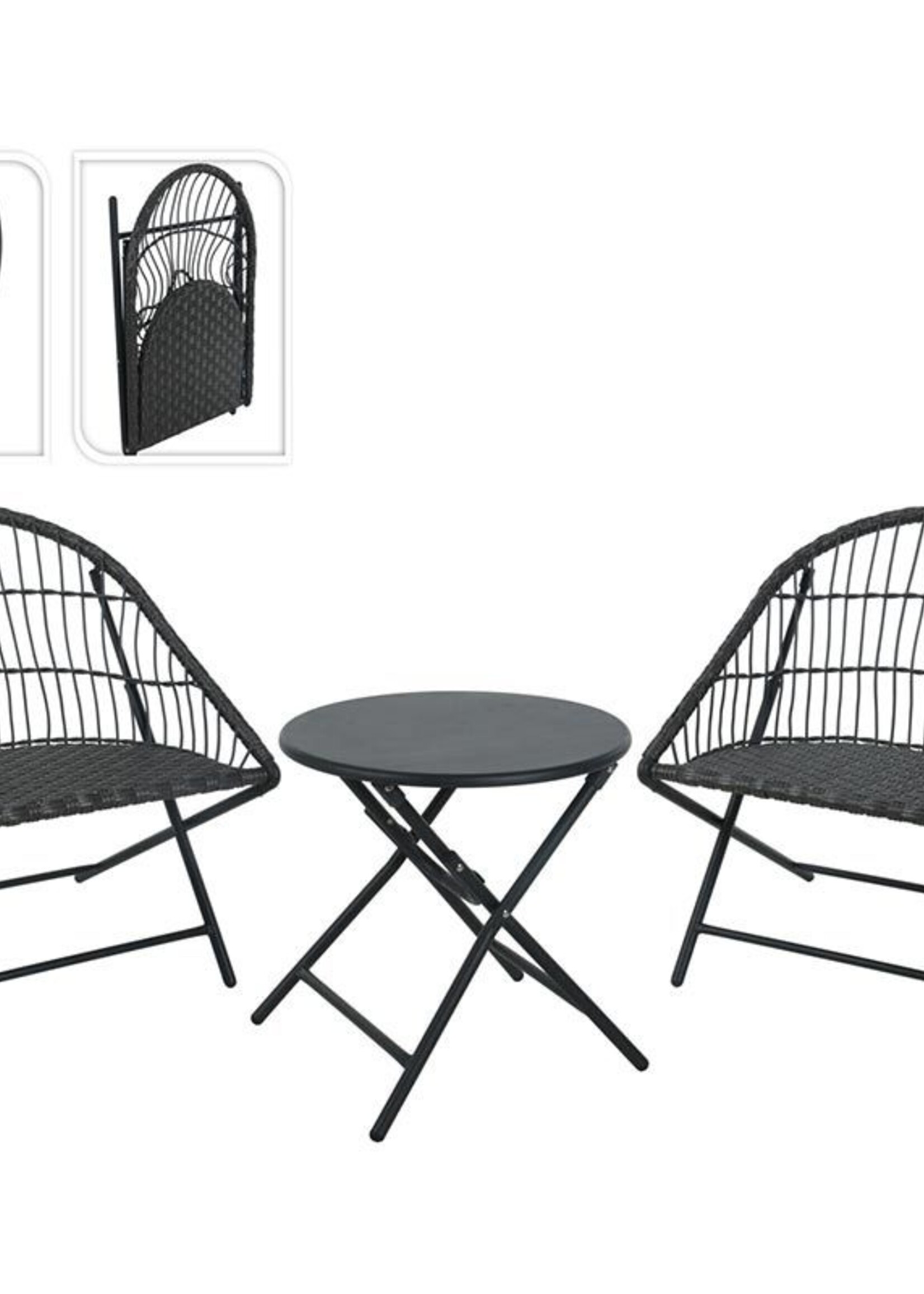 Ambiance Bistroset - 3-Delig - Tuinset met Bijzettafel - Metaal - Vouwbaar