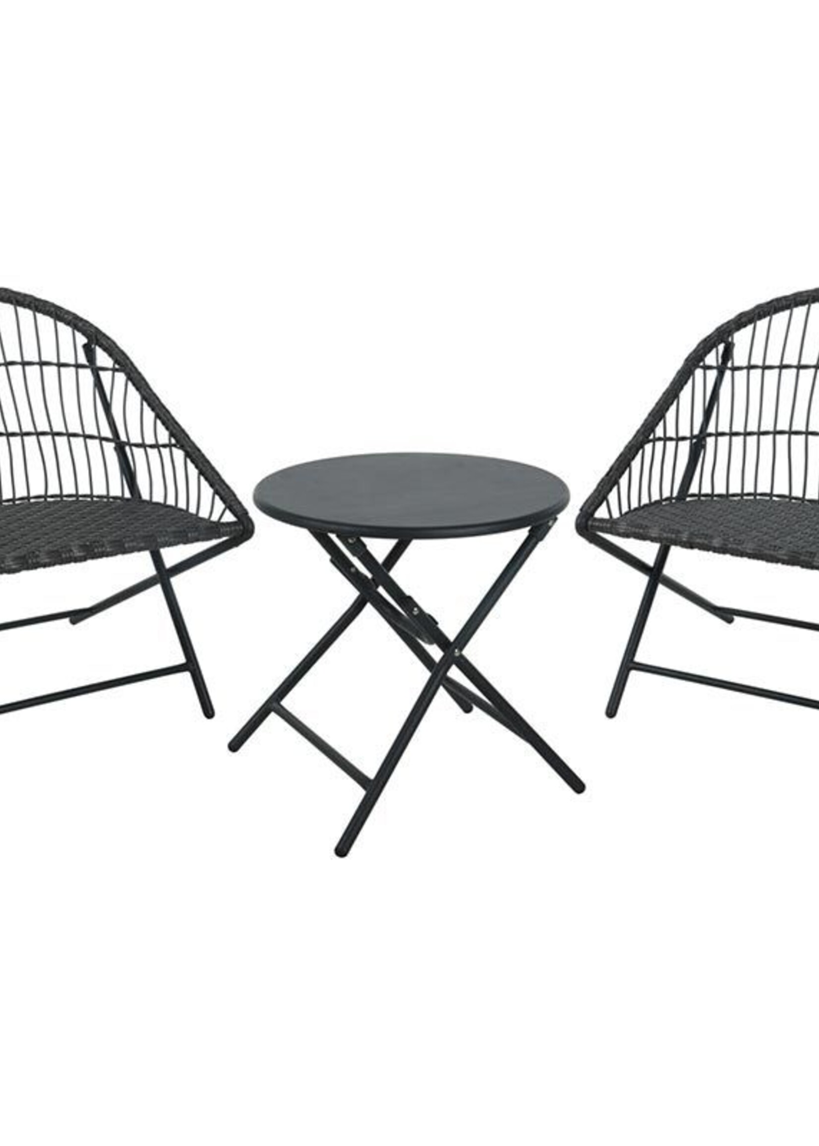Ambiance Bistroset - 3-Delig - Tuinset met Bijzettafel - Metaal - Vouwbaar